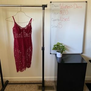SHEIN Women's Lace Maroon See Through Dress w/ Bottoms&Bra Inside. Size S